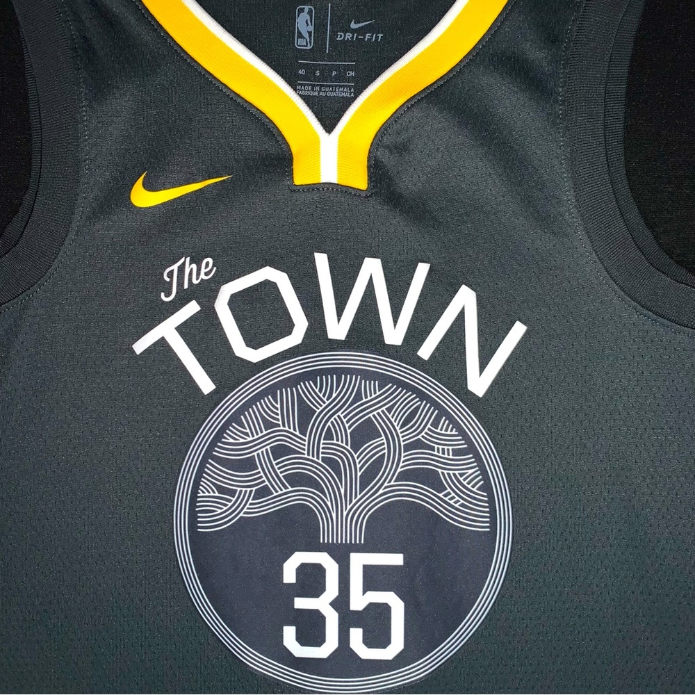 SOLD NWT Nike Kevin Durant Golden State Warriors #35 Charcoal The Town Jersey 40 - Picture 4 of 7
